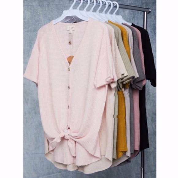 Bellanblue Tops - MELISSA Front Tie Thermal top - OATMEAL